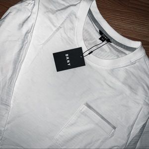 DKNY • white shadow stripe long sleeved tee